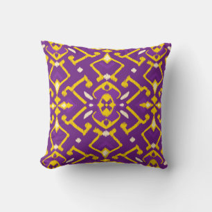 Chic geometric lila-Gelb-Kat-Stammmuster Kissen