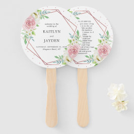 Chic Geometric Rose Gold Foil Floral Wedding Fächer