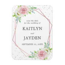 Chic Geometric Rose Gold Foil Save the Date