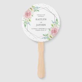 Chic Geometric Silver Foil Floral Wedding Fächer