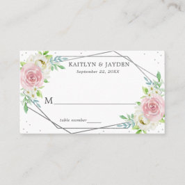 Chic Geometric Silver Foil Floral Wedding Platzkarte