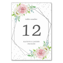 Chic Geometric Silver Foil Floral Wedding Tischnummer