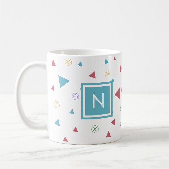 Chic Geometric Triangle und Wirbel Monogram Kaffeetasse (Links)