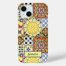 Chic geometrisch mediterrane orangefarbene Fliesen Case-Mate iPhone Hülle