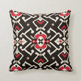 Chic geometrisch schwarz-rotes Kat-Stammmuster Kissen