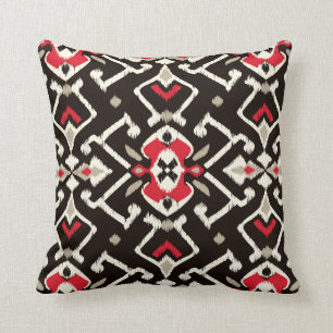 Chic geometrisch schwarz-rotes Kat-Stammmuster Kissen