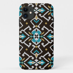 Chic geometrisches schwarzes aquamarines ikat title_seo2