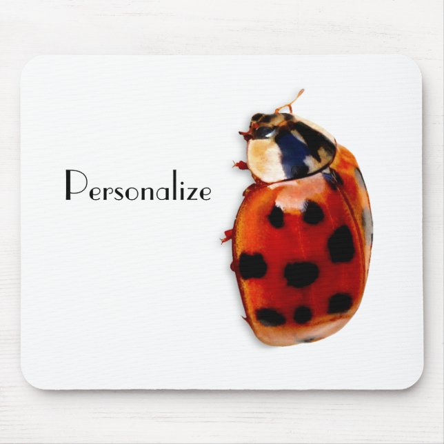 Chic Gepunktet Ladybug mit Namen Mousepad (Vorne)