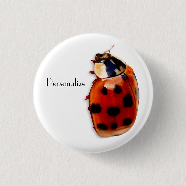 Chic-gepunkteter Marienkäfer mit Namen Button (Vorderseite)