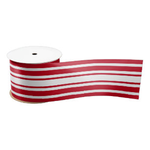Chic gestreift Rot und Weiß Minimal Modernes Elega Satinband