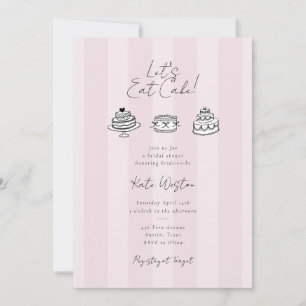 Chic gestreiftes Lasst uns Kuchen essen Rosa Braut Einladung