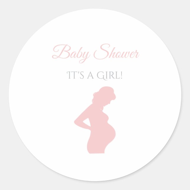 Chic Girl Baby Dusche Schwangere Frau Baby Bump Runder Aufkleber (Vorderseite)