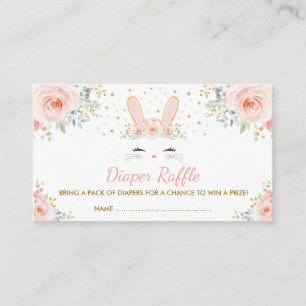 Chic Girl Bunny Rabbit Blush Bloral Diaper Raffel Begleitkarte