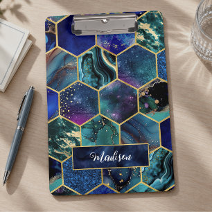 Chic Girl Imitate Glitzer Türkisblau geometrisch Klemmbrett