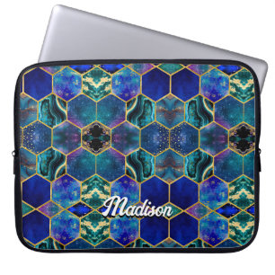 Chic Girl Imitate Glitzer Türkisblau geometrisch Laptopschutzhülle