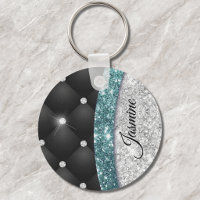 Chic Girl Imitate Silver Glitzer Schwarz aquamarin