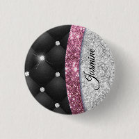 Chic Girl Imitate Silver Glitzer Schwarz Pink Mono