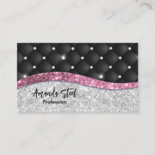 Chic Girl Imitate Silver Glitzer Schwarz Pink Mono Terminkarte