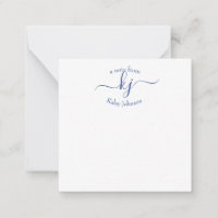 Chic Girl Navy White 2 Monogram Name Note Card