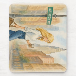 Chic Girl on Madison Ave in NYC Mousepad