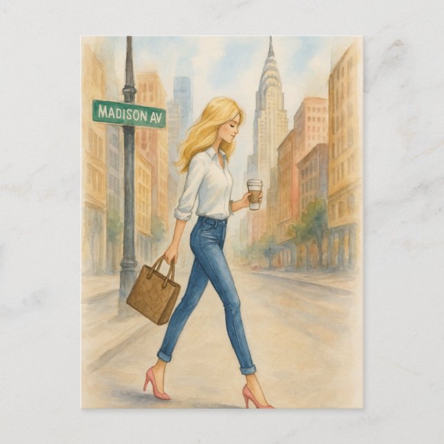 Chic Girl on Madison Ave in NYC Postkarte (Vorderseite)