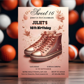 Chic Girl Sweet 16 Sneaker Ball 16. Geburtstag Einladung