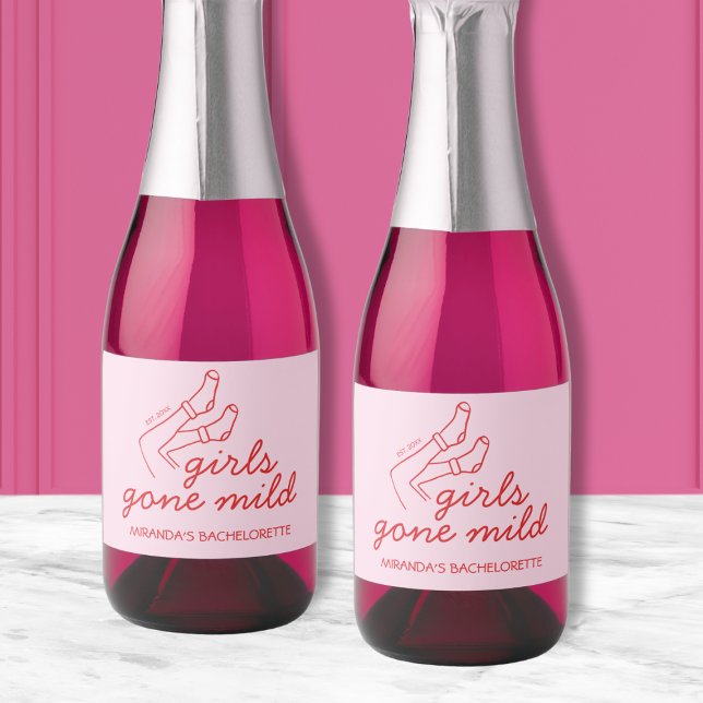 Chic Girls Gone Milde Hand Drawn Bachelorette (Chic Girls Gone Mild Hand Drawn Bachelorette Sparkling Wine Label)