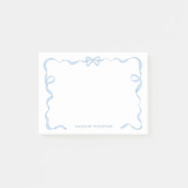 Chic Girly Baby Blue Bow Ribbon Frame Post-it Klebezettel