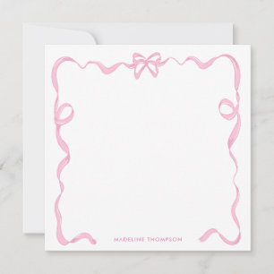 Chic Girly Blush Pink Bow Ribbon Frame Mitteilungskarte