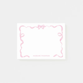 Chic Girly Blush Pink Bow Ribbon Frame Post-it Klebezettel