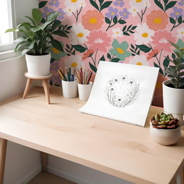 Chic Girly Bold botanisches Muster Tapete (Chic Girly Bold Floral Botanical Pattern Wallpaper)