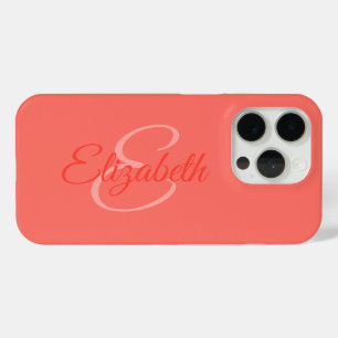 Chic Girly Coral Name Initial Letter Monogram Case-Mate iPhone Hülle