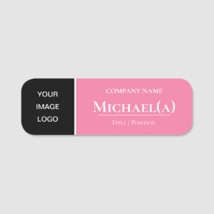 Chic Girly Flamingo Pink Black Modern Company LOGO Namensschild