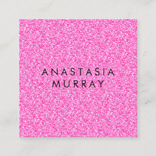 Chic, Girly & Glam Black Hot Pink Glitzer Glitzern Quadratische Visitenkarte