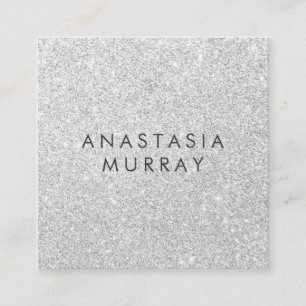 Chic, Girly & Glam Grau Silber Glitter Funkeln Quadratische Visitenkarte