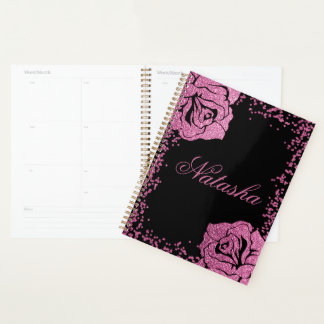 Chic Girly Pink Glitzer Rose Personalisiert Planer