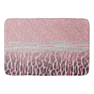 Chic Girly Pink Leopard Glitzer Image Badematte