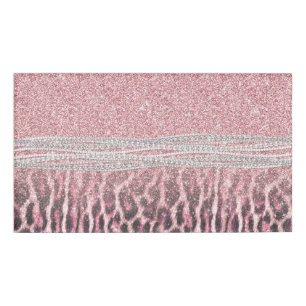 Chic Girly Pink Leopard Glitzer Image Namenschild