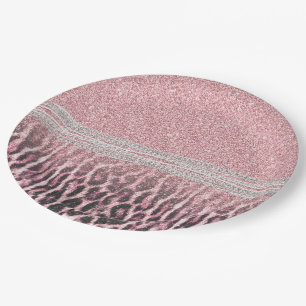 Chic Girly Pink Leopard Glitzer Image Pappteller