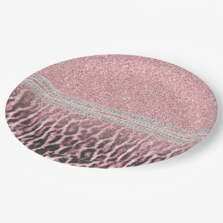 Chic Girly Pink Leopard Glitzer Image Pappteller
