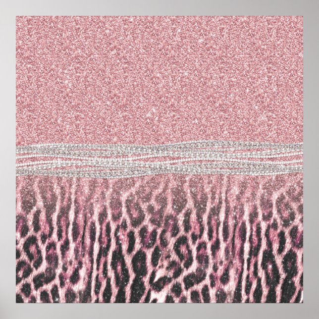 Chic Girly Pink Leopard Glitzer Image Poster (Vorne)