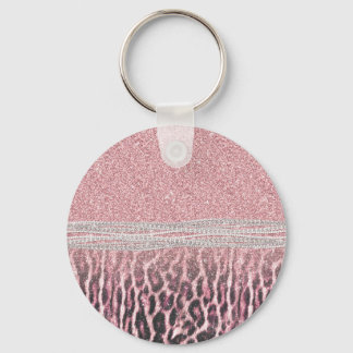 Chic Girly Pink Leopard Glitzer Image Schlüsselanhänger