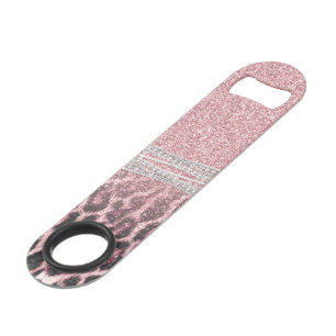 Chic Girly Pink Leopard Glitzer Image Speed Flaschenöffner