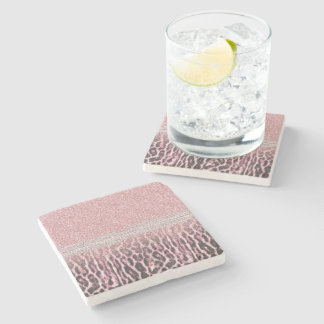 Chic Girly Pink Leopard Glitzer Image Steinuntersetzer