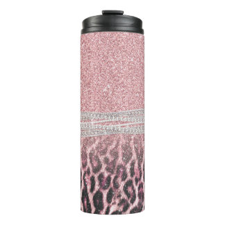 Chic Girly Pink Leopard Glitzer Image Thermosbecher