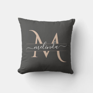 Chic Girly Pink Monogram Calligrafy Individuelle N Kissen