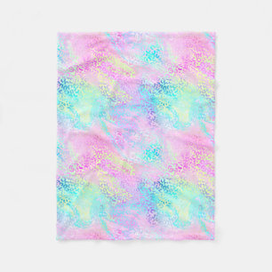 Chic Girly Rainbow Shimmer Leopard Muster Fleecedecke