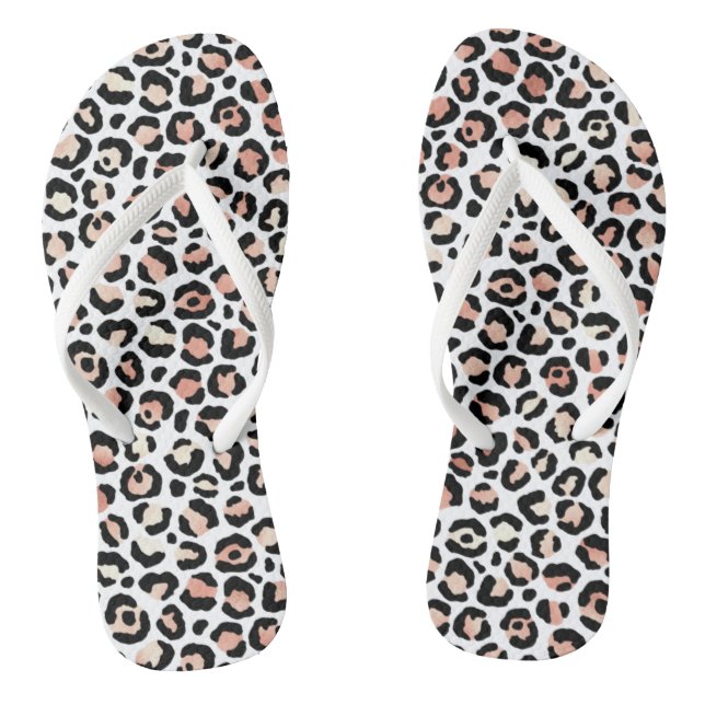 Chic Girly Rose Gold Leopard Print Flip Flops (Fußbett)