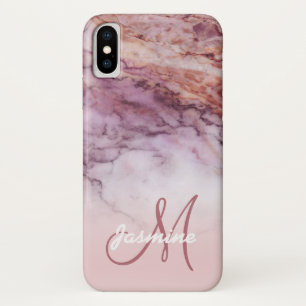 Chic-Girly Rosen-Goldmarmor-Monogramm-Name Case-Mate iPhone Hülle