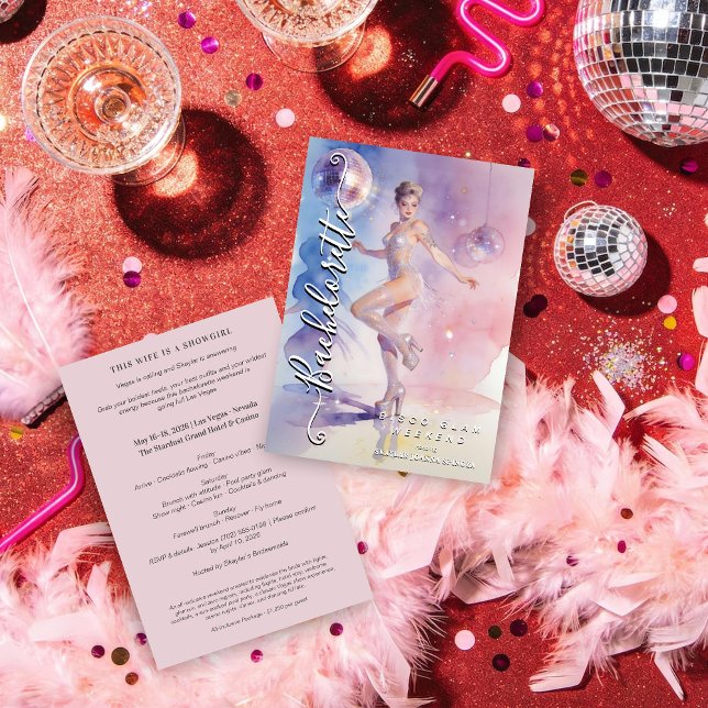 Chic Glam and Funny Disco Go-Go Dancer Einladung (Chic Glam and Funny Disco Go-Go Dancer Wedding Bachelorette Weekend Invitations Cards.)